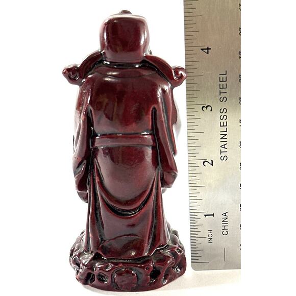 Vintage Chinese Shou Xing Longevity God Figurine Red Resin Statue 4.5” - Picture 3 of 5